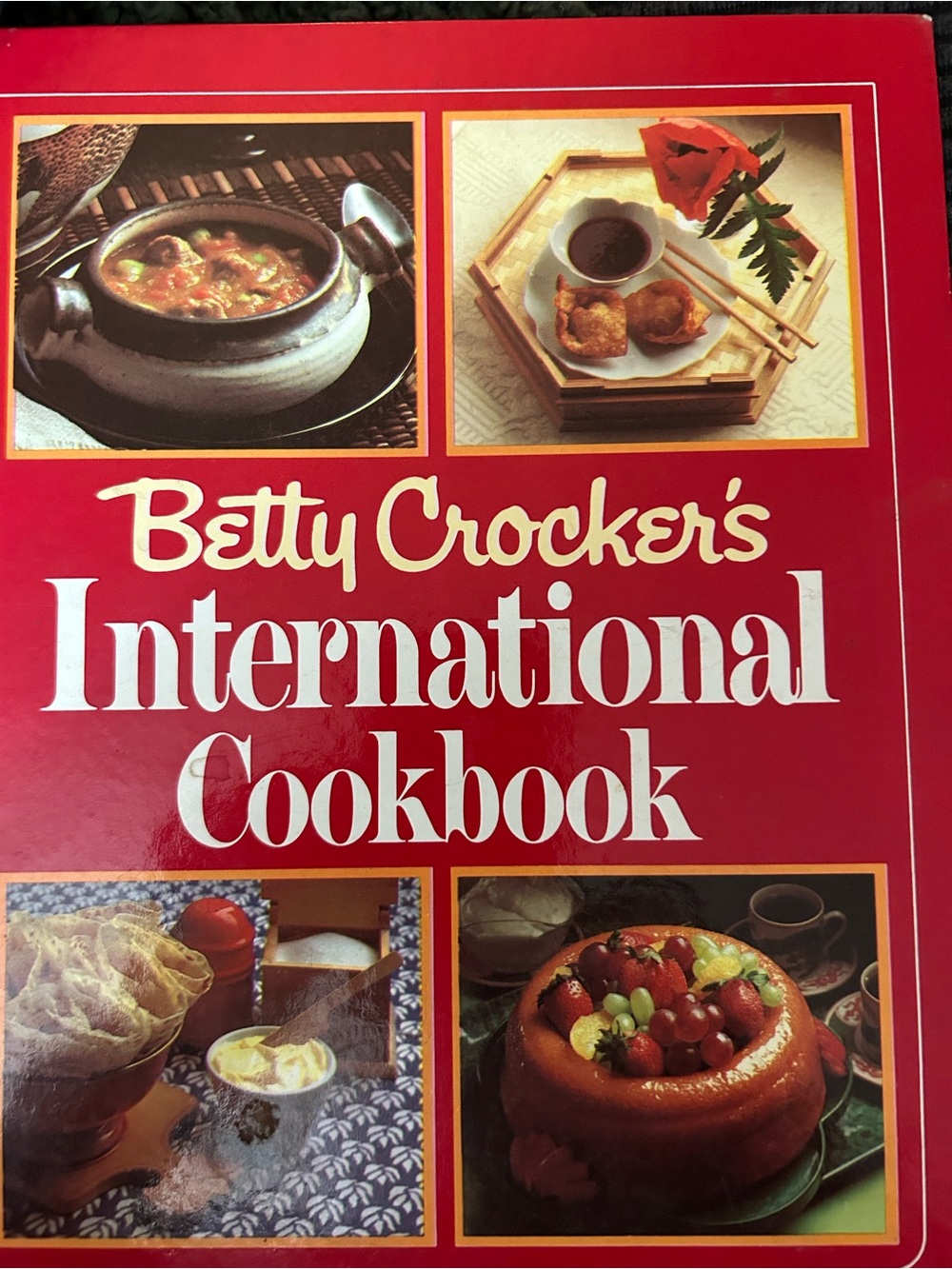 Betty Crocker Cookbook with Bright Red Cover and Food Photograph